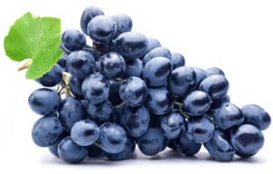 Purple grape with green leaf isolated on white background. Purple grape with green leaf isolated on white background.